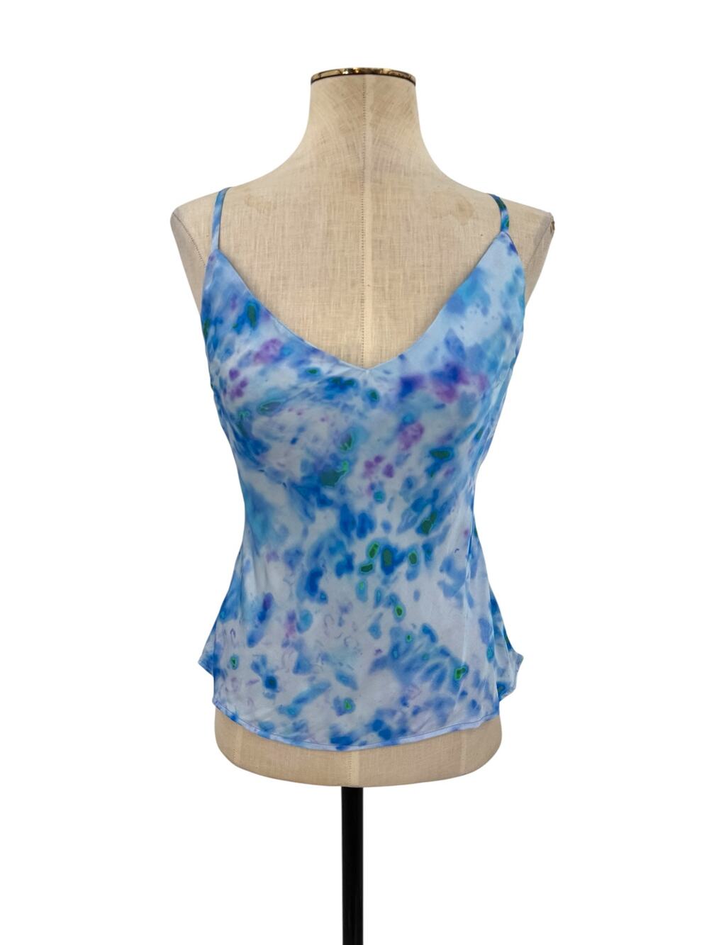 Jen's Pirate Booty Watercolor Tie Dye V Neck Cami Tank Top Blue NWT Size XS